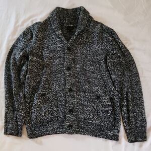 Men's J Crew Marled Black Shawl Collar Cardigan